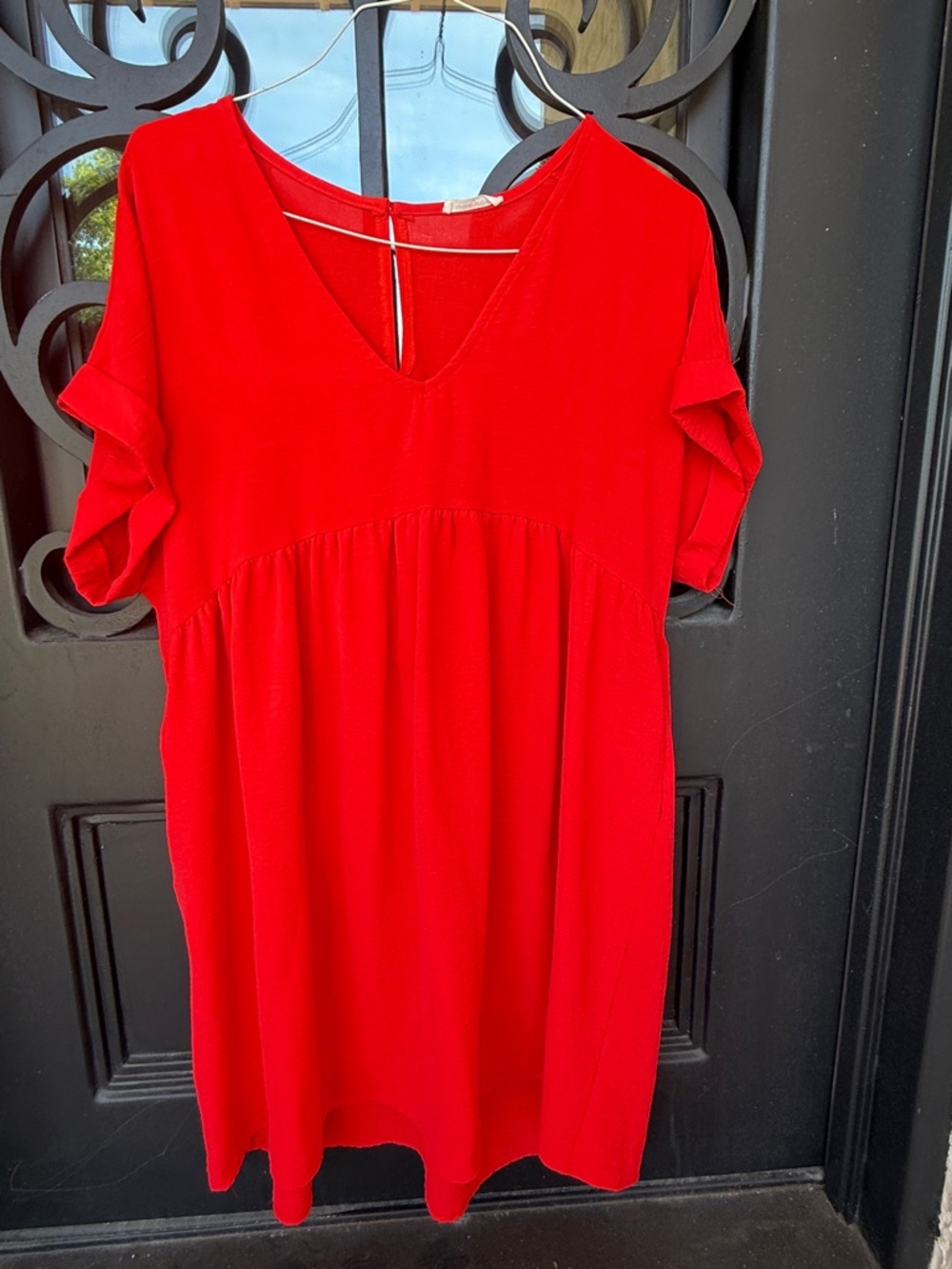 GeeGee Red Neck Short Sleeve Women's Dress